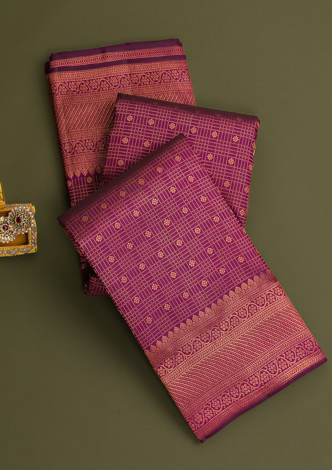 Wine Copper Zariwork Pure Silk Saree - Koskii