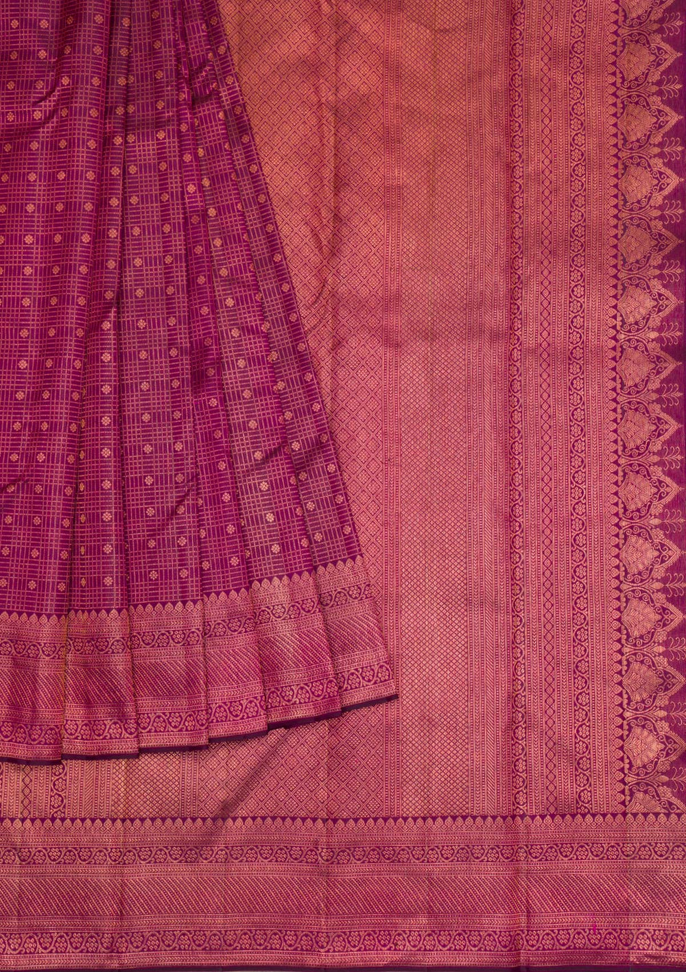 Wine Copper Zariwork Pure Silk Saree - Koskii