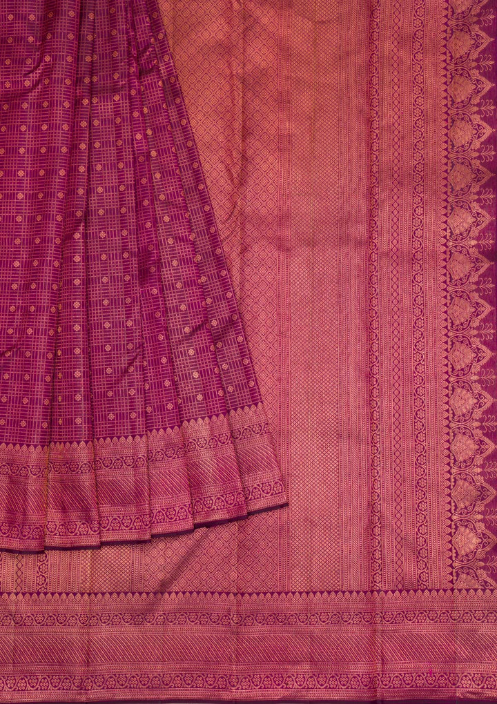 Wine Copper Zariwork Pure Silk Saree - Koskii