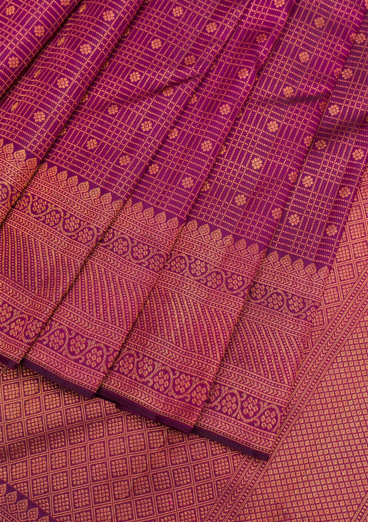Wine Copper Zariwork Pure Silk Saree - Koskii
