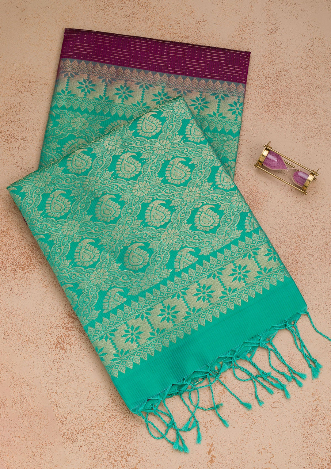 Wine Zariwork Pure Silk Saree-Koskii