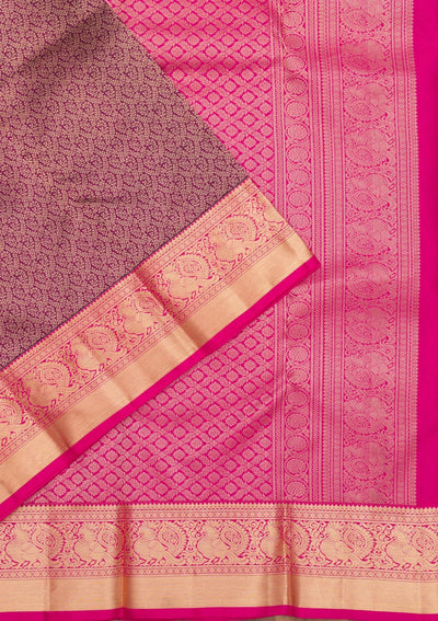 Wine Zariwork Pure Silk Saree-Koskii