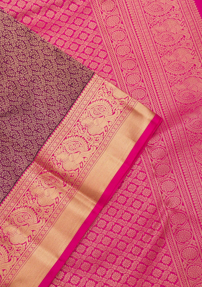 Wine Zariwork Pure Silk Saree-Koskii