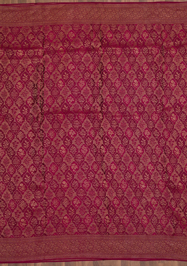 Wine Zariwork Pure Silk Saree-Koskii