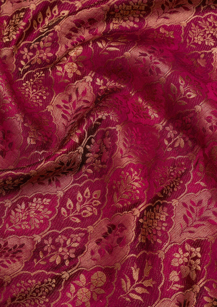 Wine Zariwork Pure Silk Saree-Koskii
