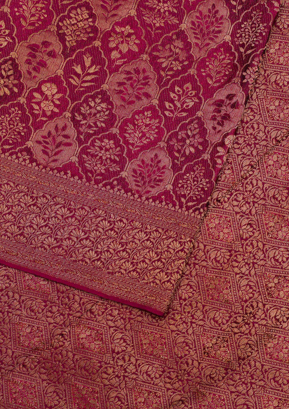 Wine Zariwork Pure Silk Saree-Koskii