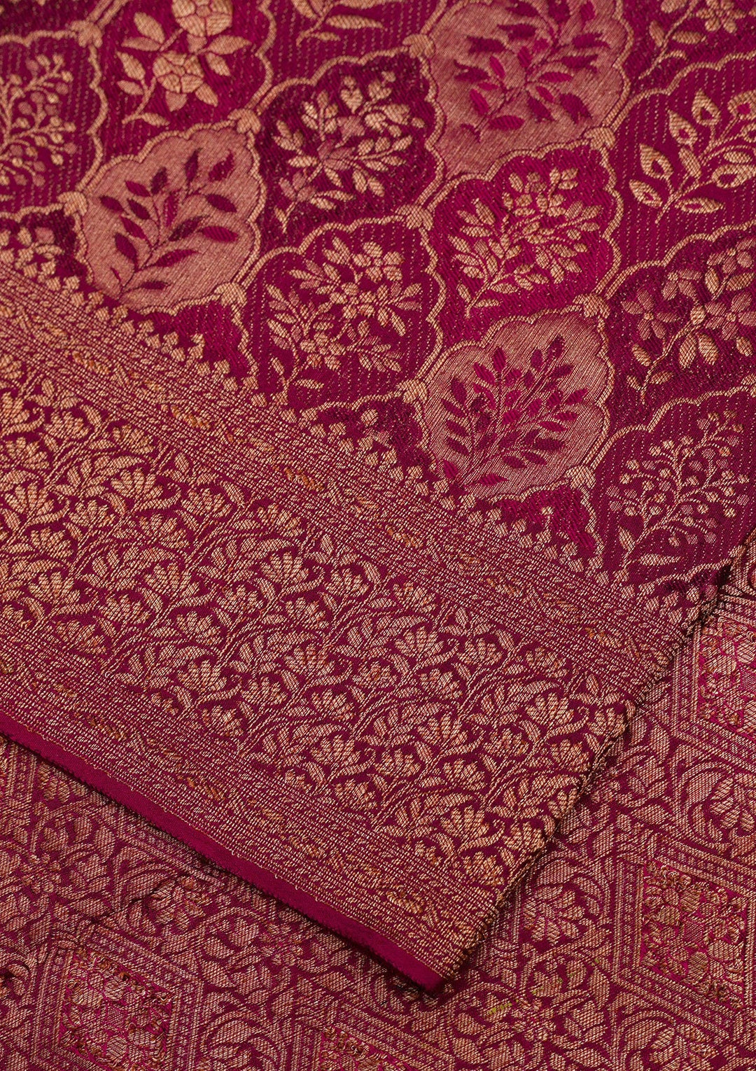 Wine Zariwork Pure Silk Saree-Koskii
