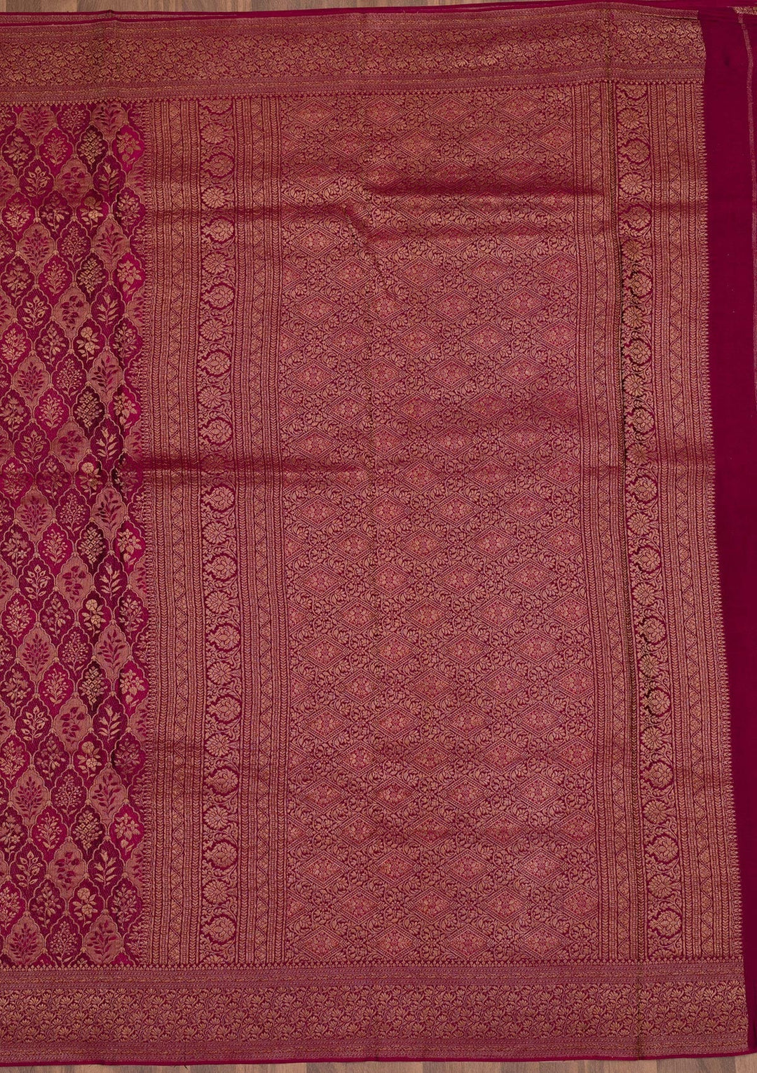 Wine Zariwork Pure Silk Saree-Koskii
