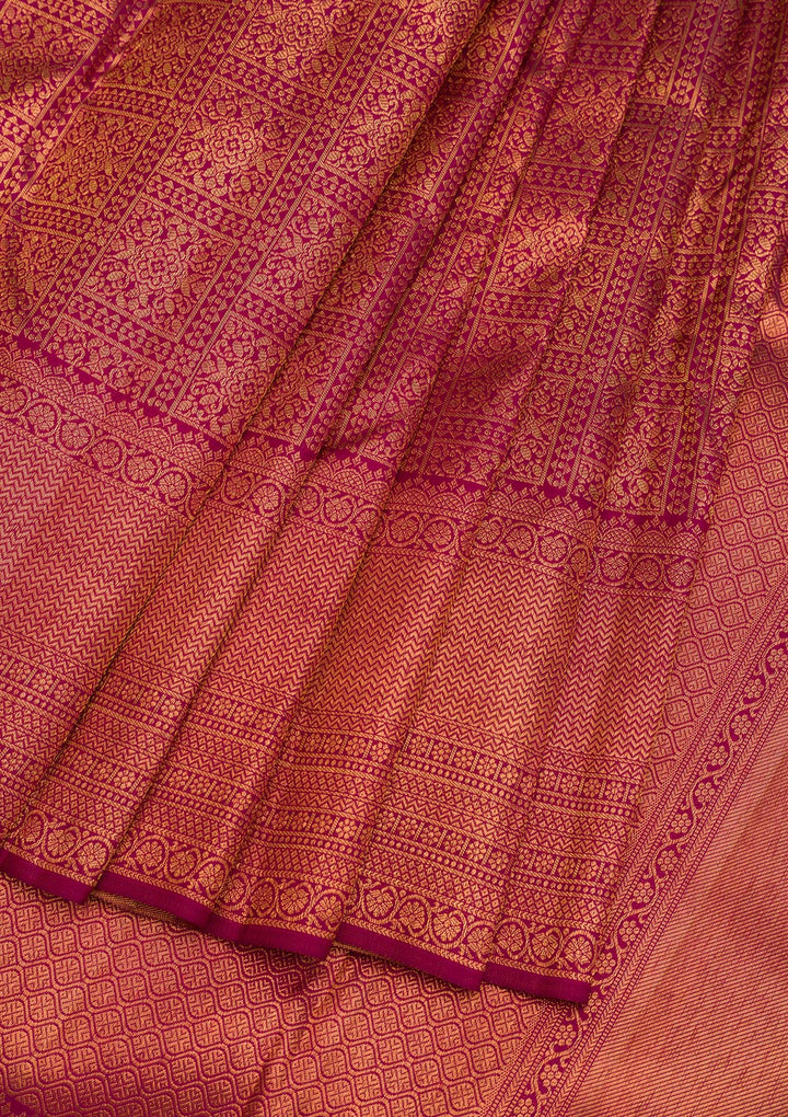 Wine Zariwork Pure Silk Saree-Koskii