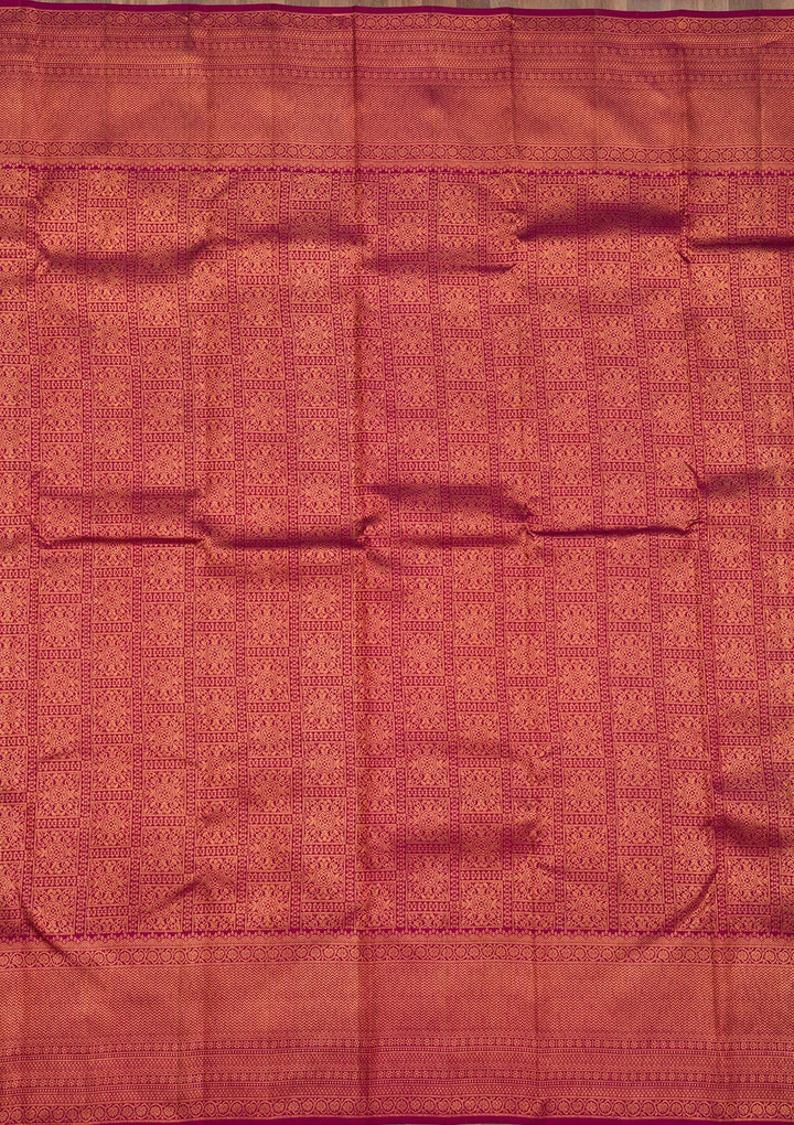 Wine Zariwork Pure Silk Saree-Koskii