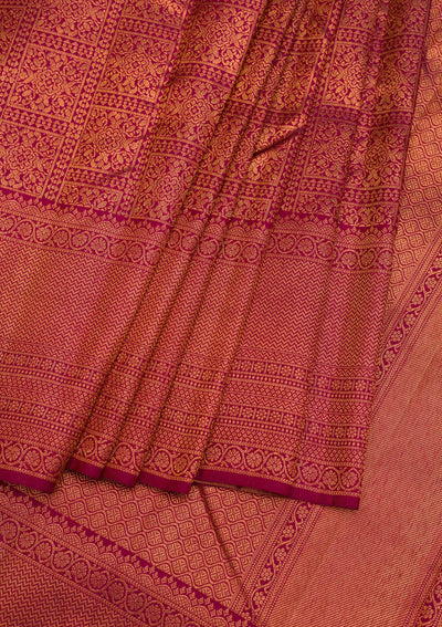 Wine Zariwork Pure Silk Saree-Koskii