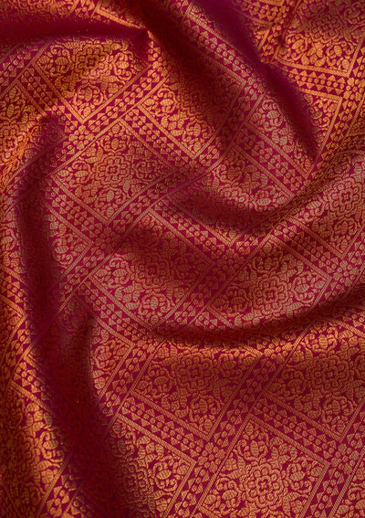 Wine Zariwork Pure Silk Saree-Koskii