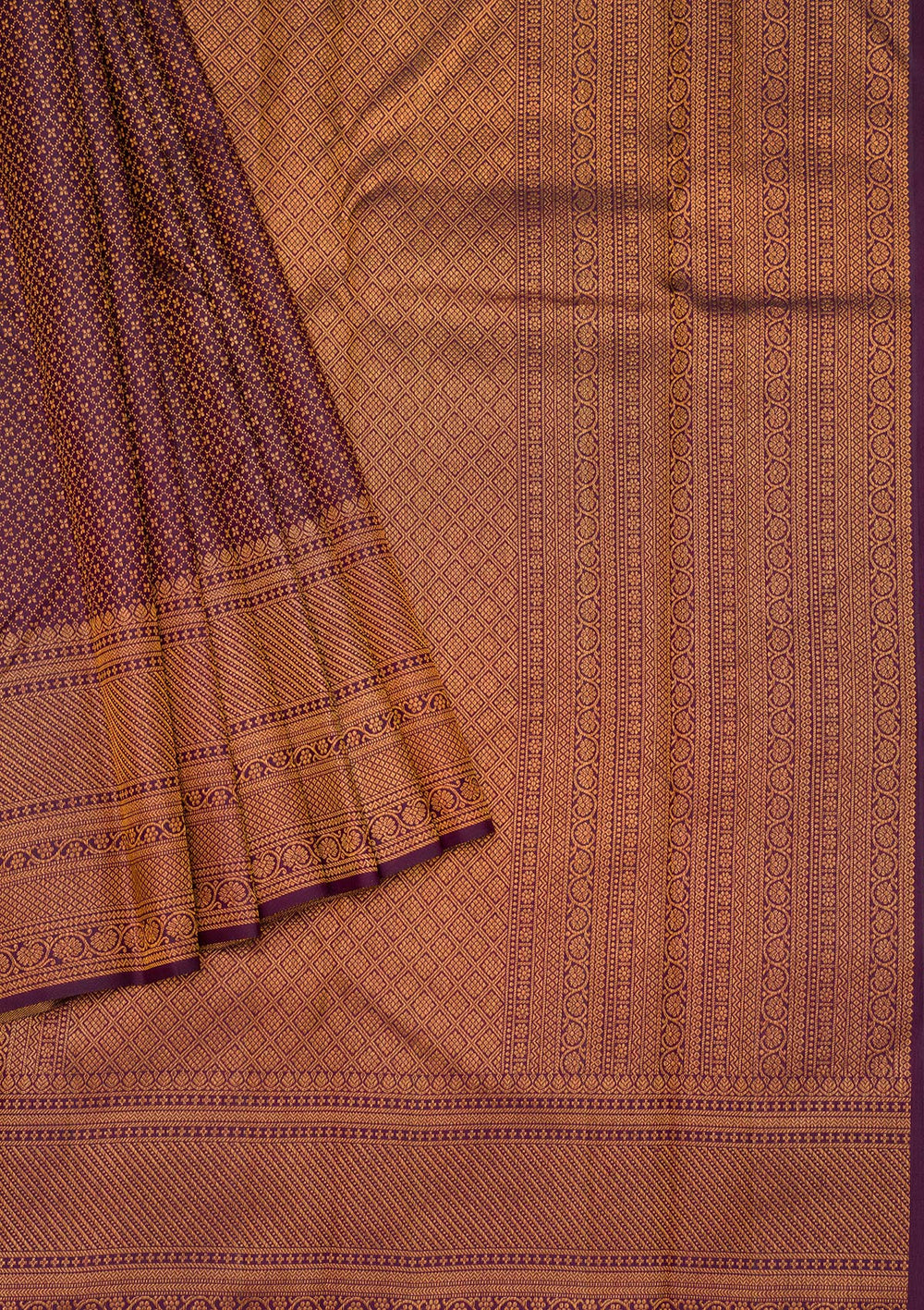 Dark Purple Zariwork Pure Silk Saree-Koskii