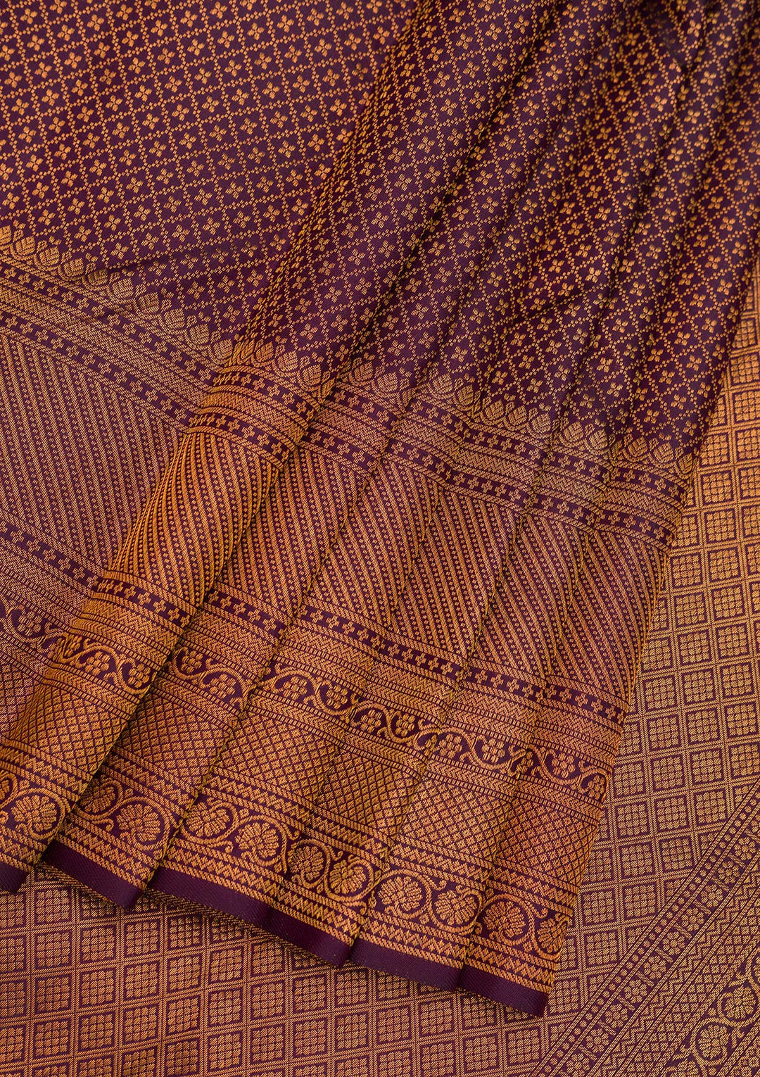 Dark Purple Zariwork Pure Silk Saree-Koskii