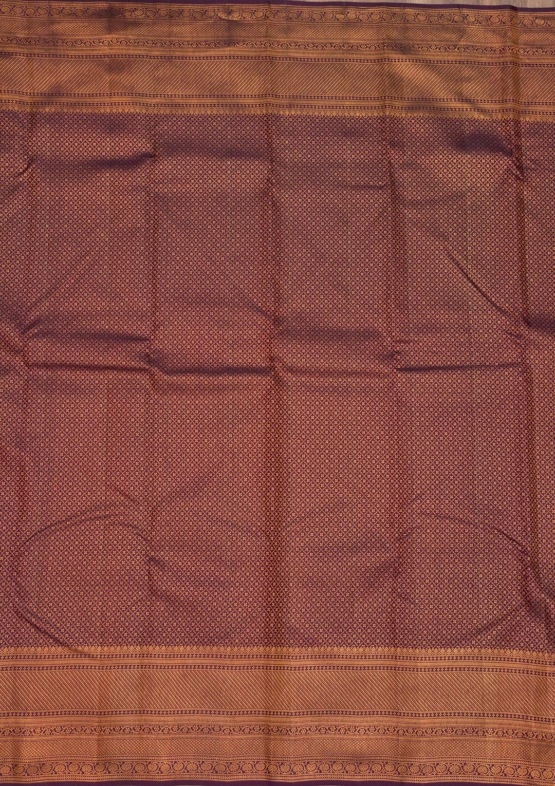 Dark Purple Zariwork Pure Silk Saree-Koskii