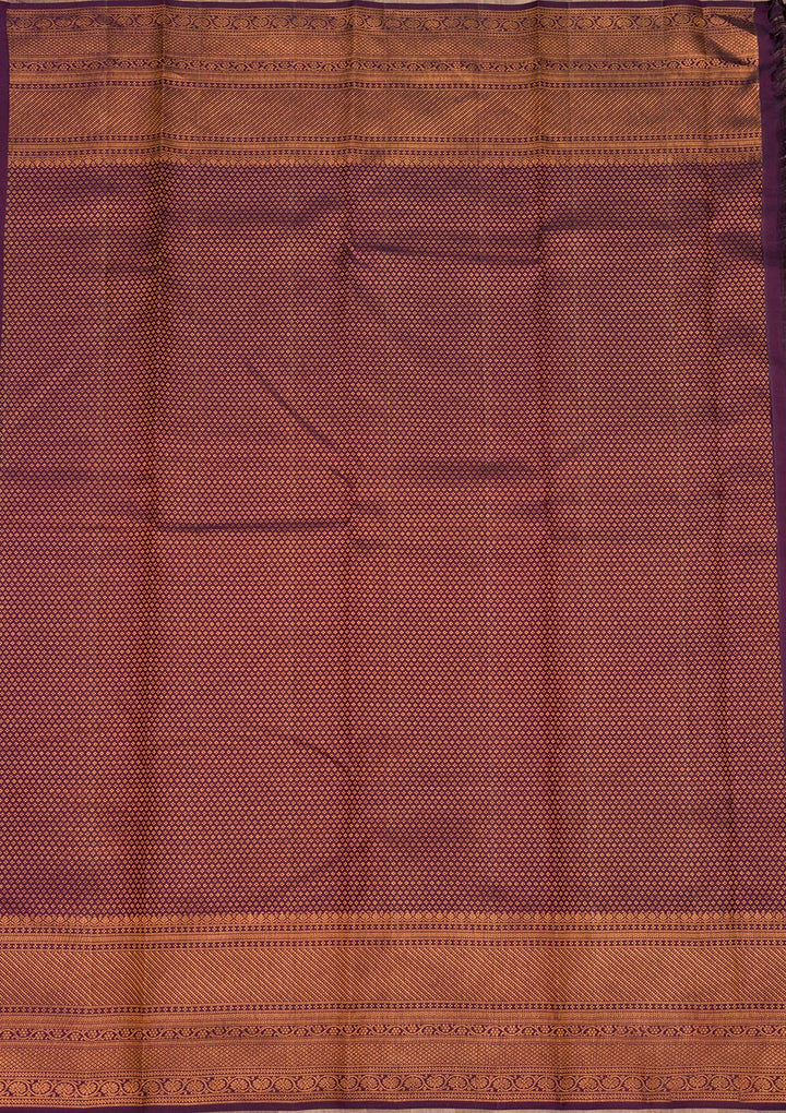 Dark Purple Zariwork Pure Silk Saree-Koskii