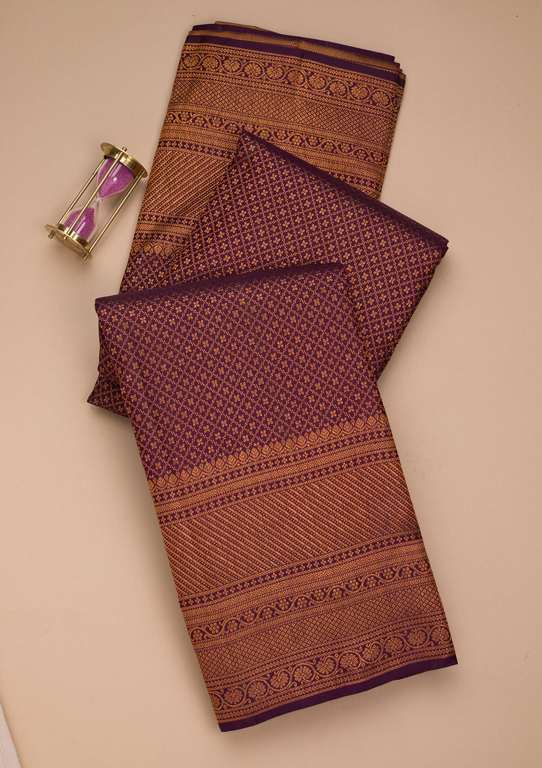 Dark Purple Zariwork Pure Silk Saree-Koskii