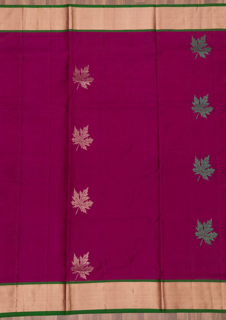 Wine Zariwork Pure Silk Saree-Koskii