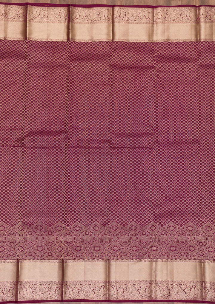 Wine Zariwork Pure Silk Saree-Koskii
