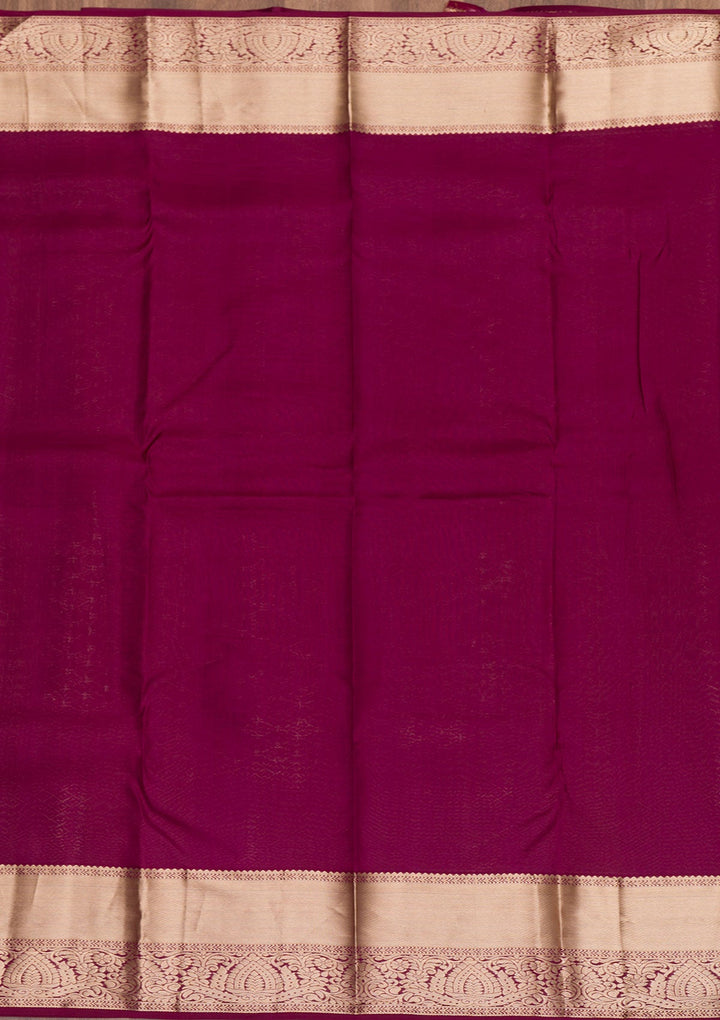 Wine Zariwork Pure Silk Saree-Koskii