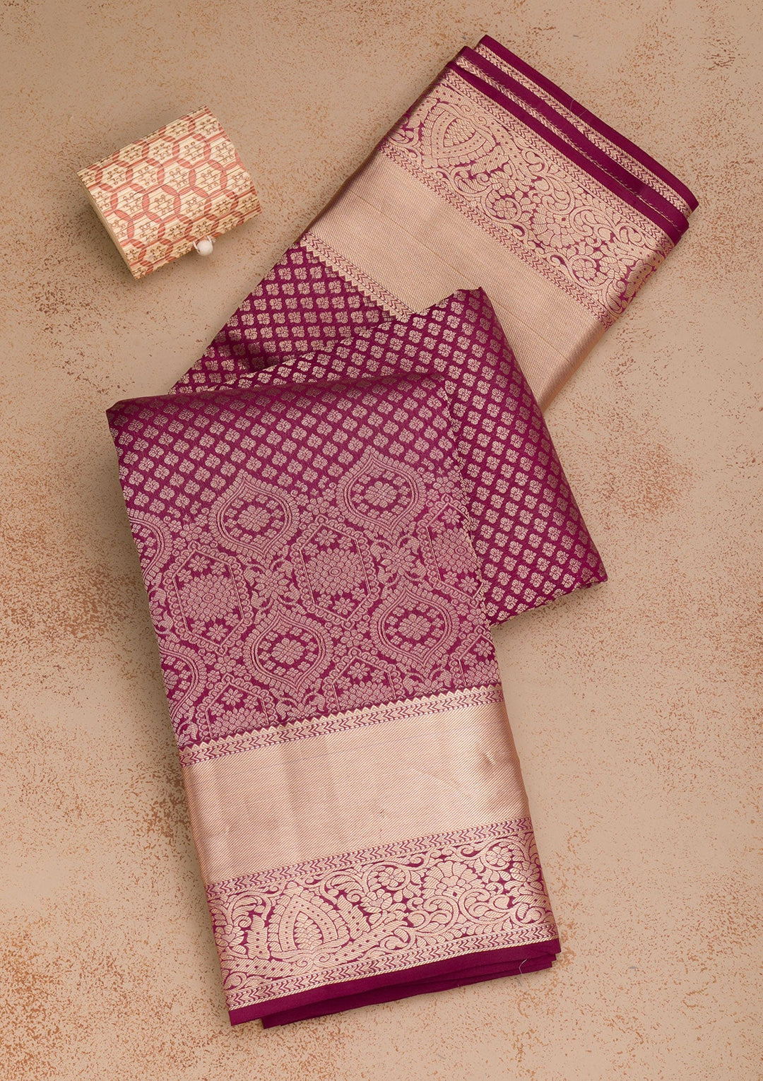 Wine Zariwork Pure Silk Saree-Koskii