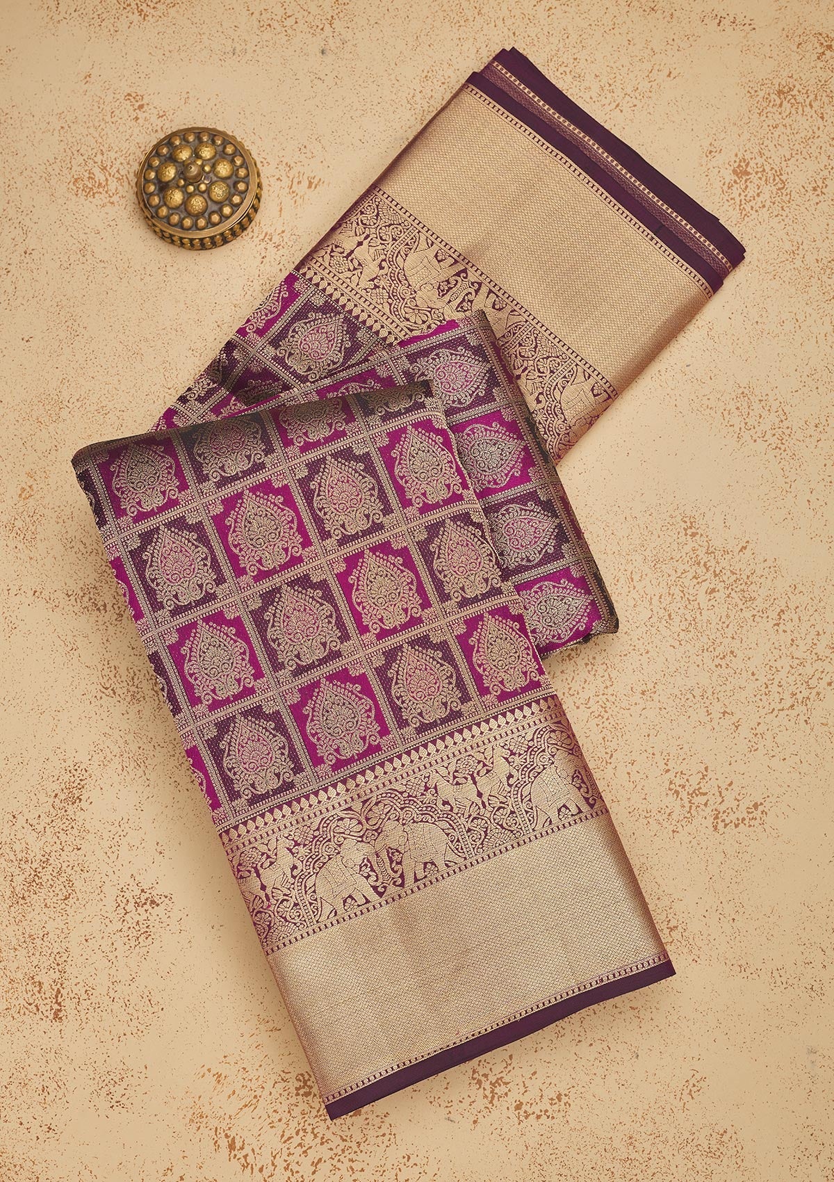 Wine Zariwork Pure Silk Saree-Koskii