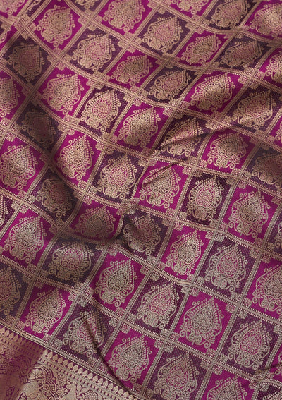 Wine Zariwork Pure Silk Saree-Koskii