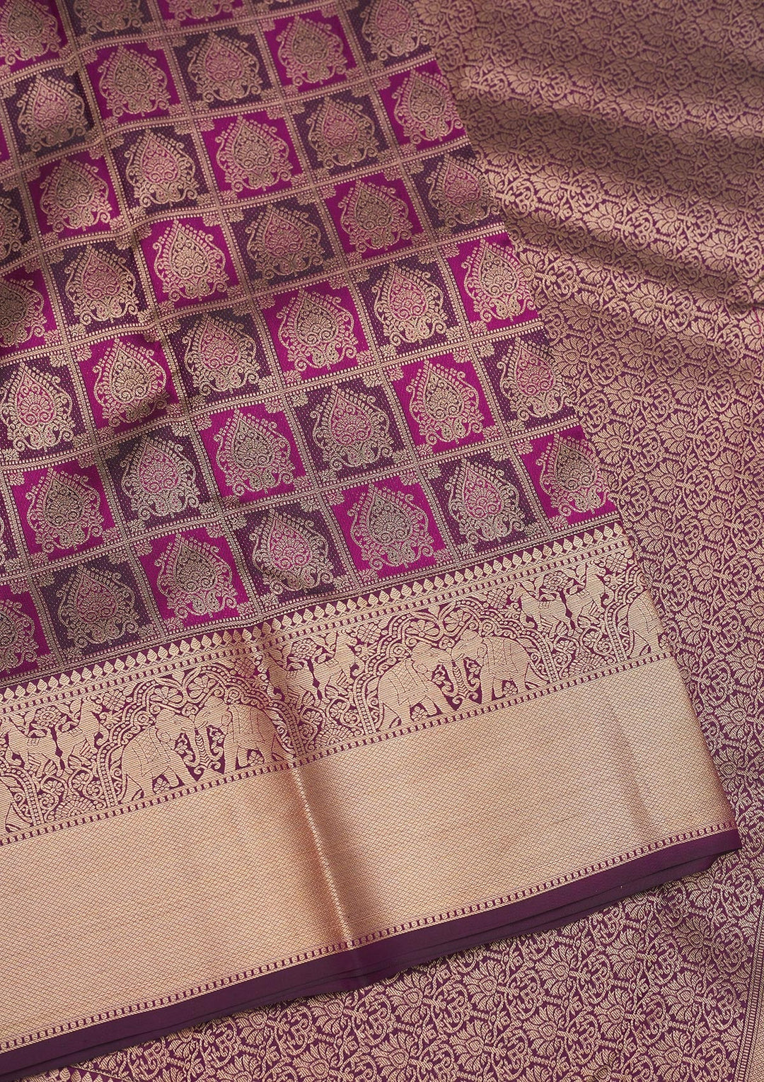 Wine Zariwork Pure Silk Saree-Koskii