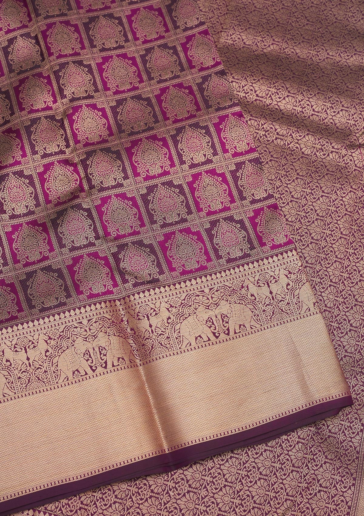 Wine Zariwork Pure Silk Saree-Koskii