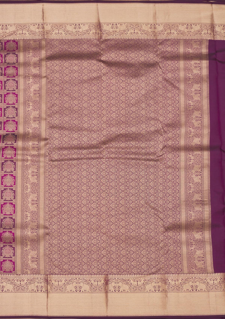 Wine Zariwork Pure Silk Saree-Koskii