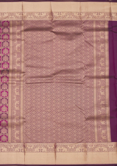 Wine Zariwork Pure Silk Saree-Koskii