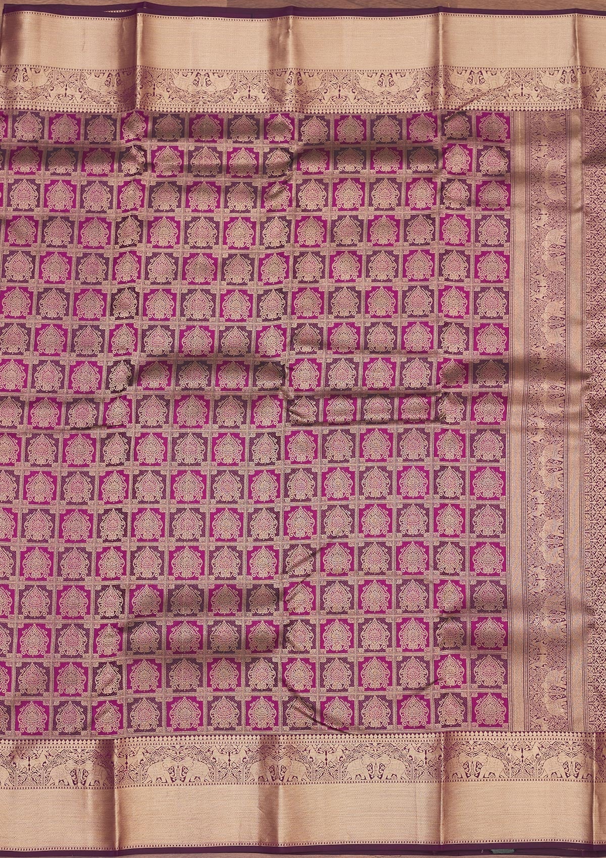 Wine Zariwork Pure Silk Saree-Koskii