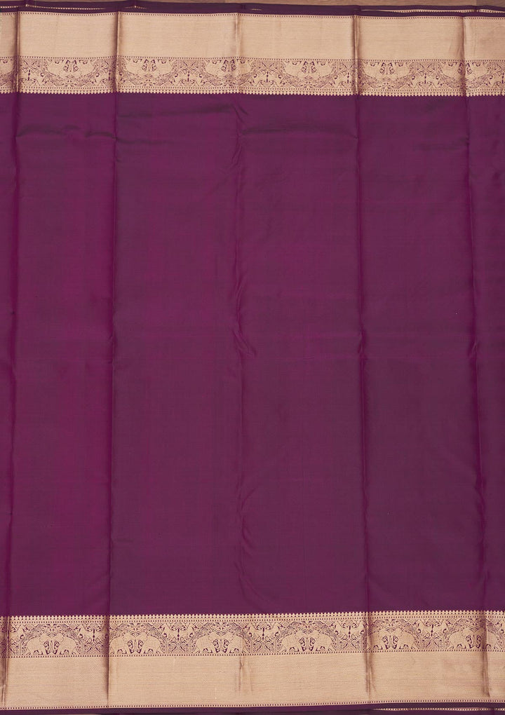 Wine Zariwork Pure Silk Saree-Koskii