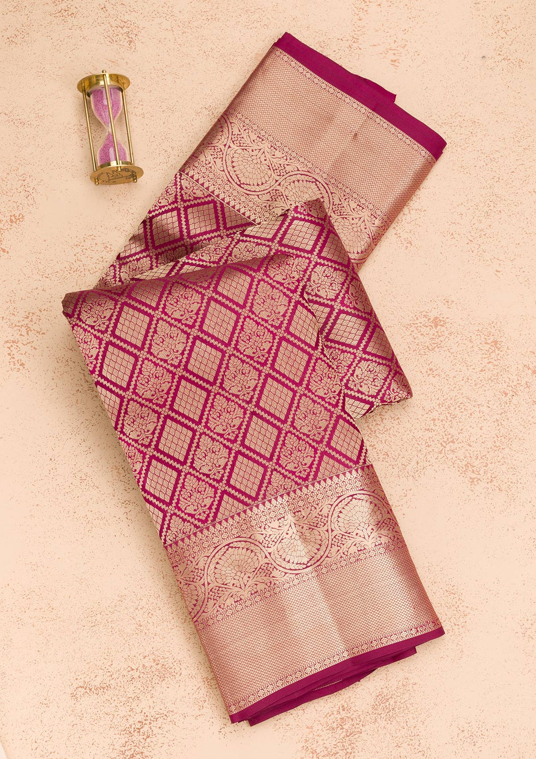 Wine Zariwork Pure Silk Saree-Koskii
