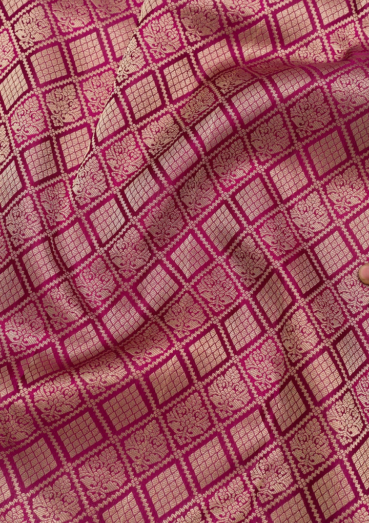 Wine Zariwork Pure Silk Saree-Koskii