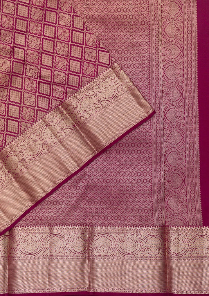 Wine Zariwork Pure Silk Saree-Koskii