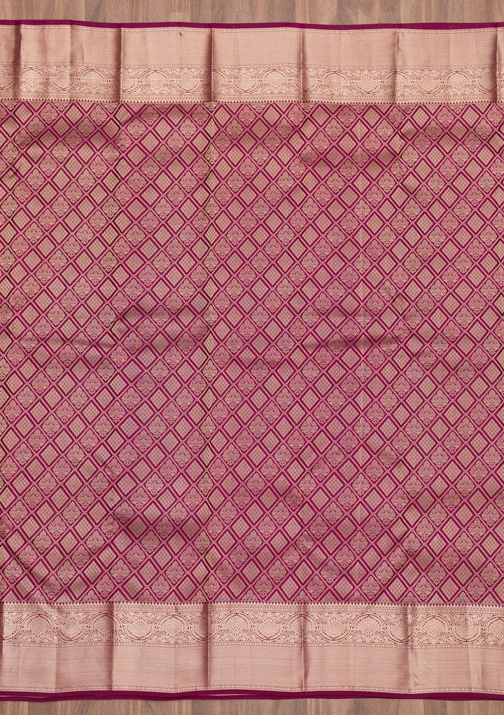 Wine Zariwork Pure Silk Saree-Koskii
