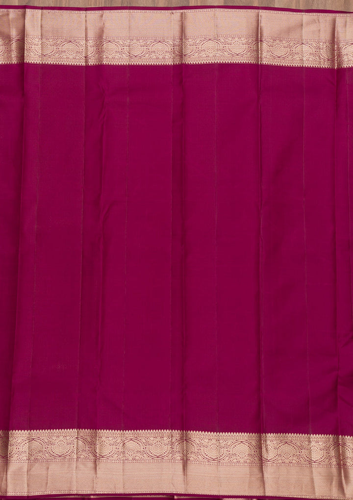 Wine Zariwork Pure Silk Saree-Koskii