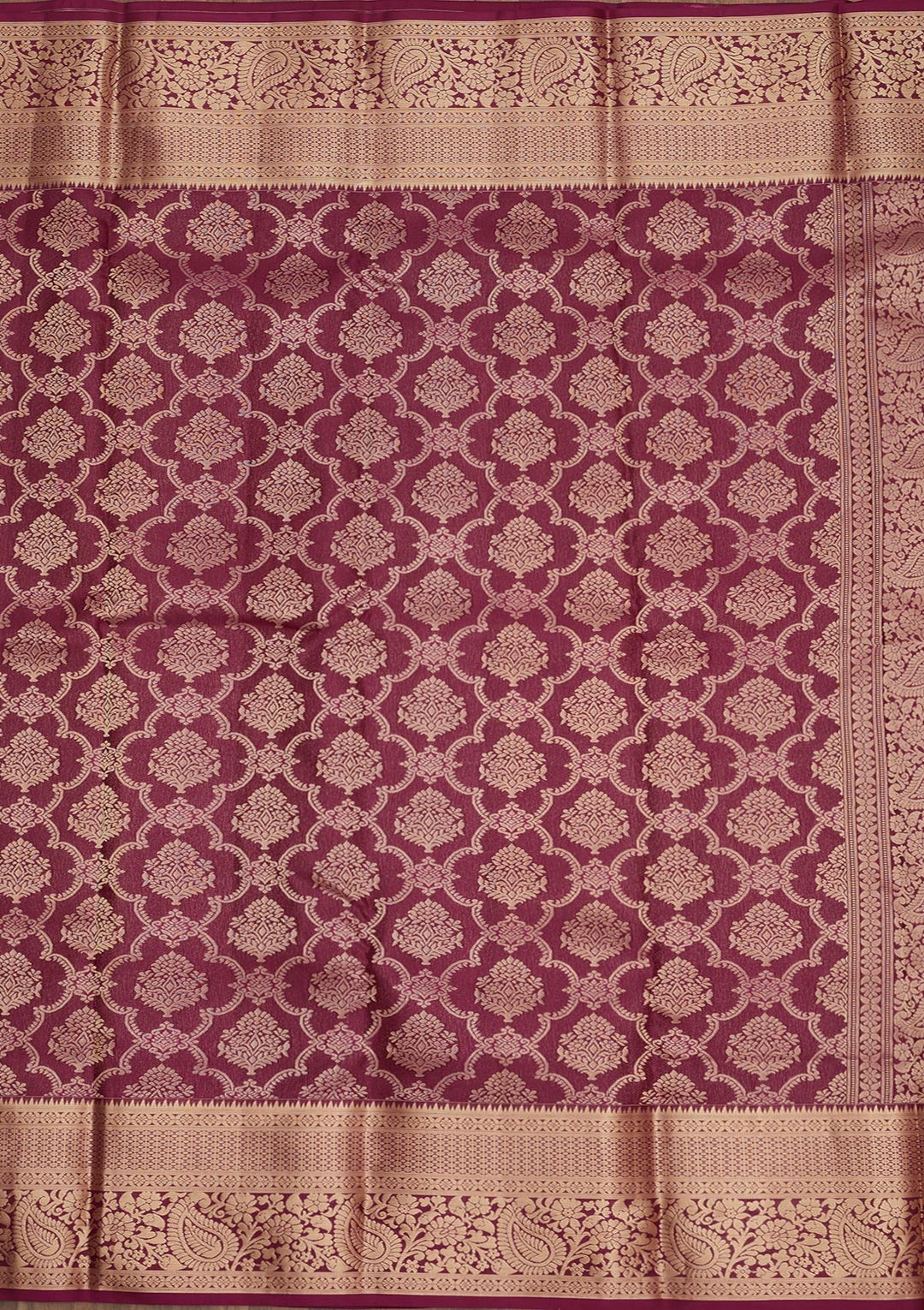 Wine Zariwork Pure Silk Saree-Koskii