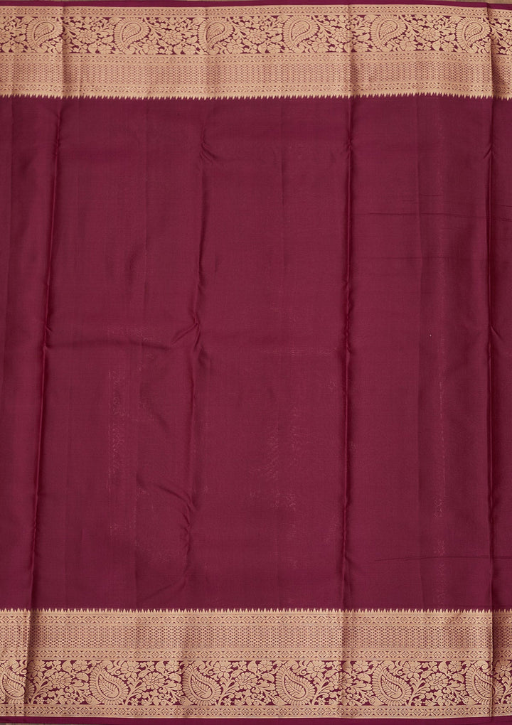 Wine Zariwork Pure Silk Saree-Koskii