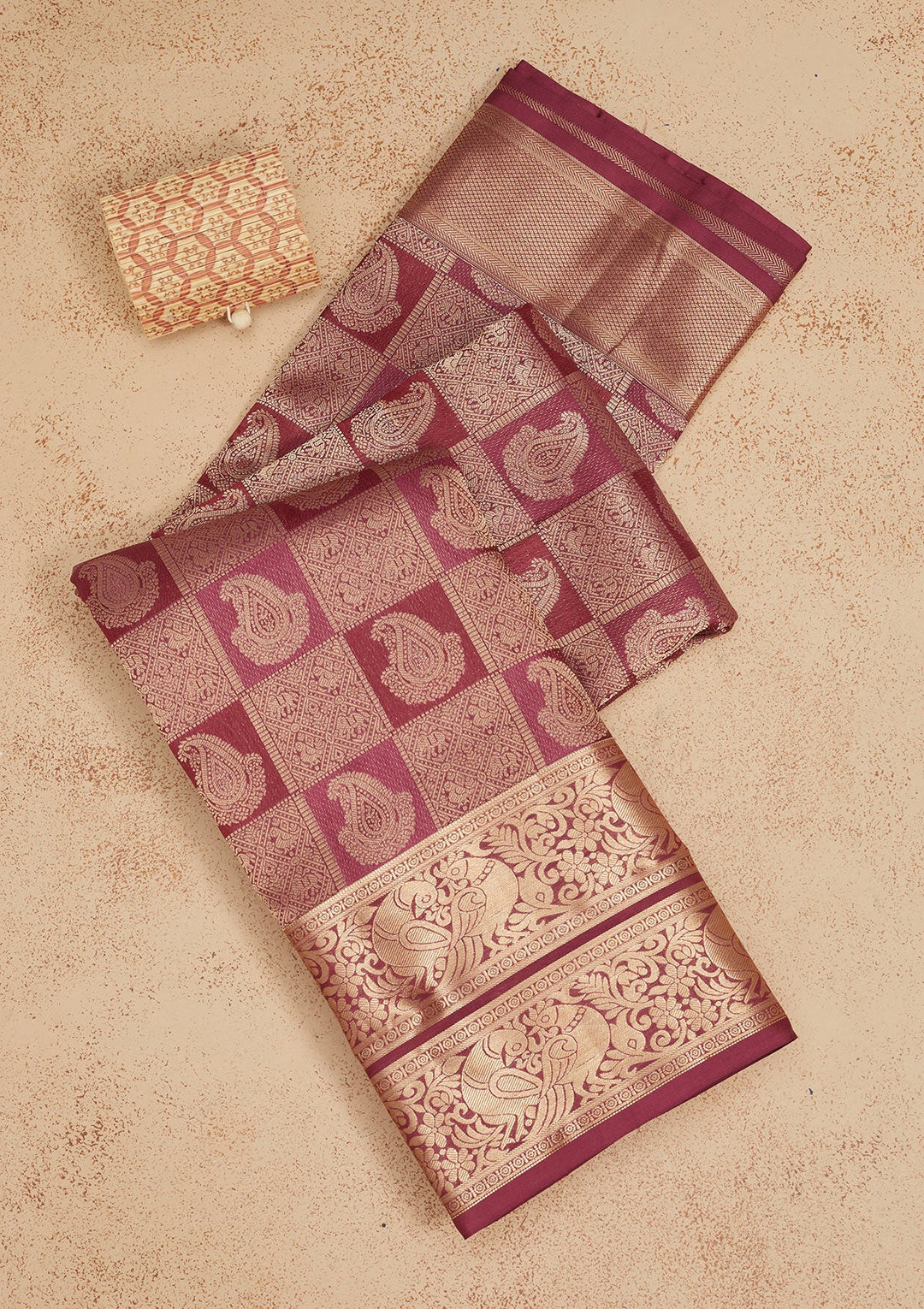 Wine Zariwork Pure Silk Saree-Koskii