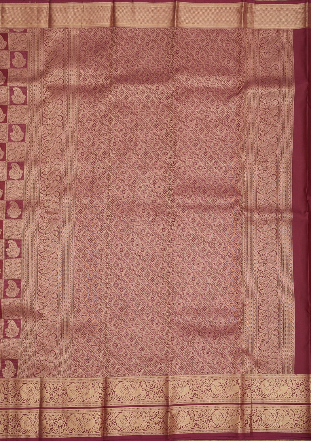 Wine Zariwork Pure Silk Saree-Koskii