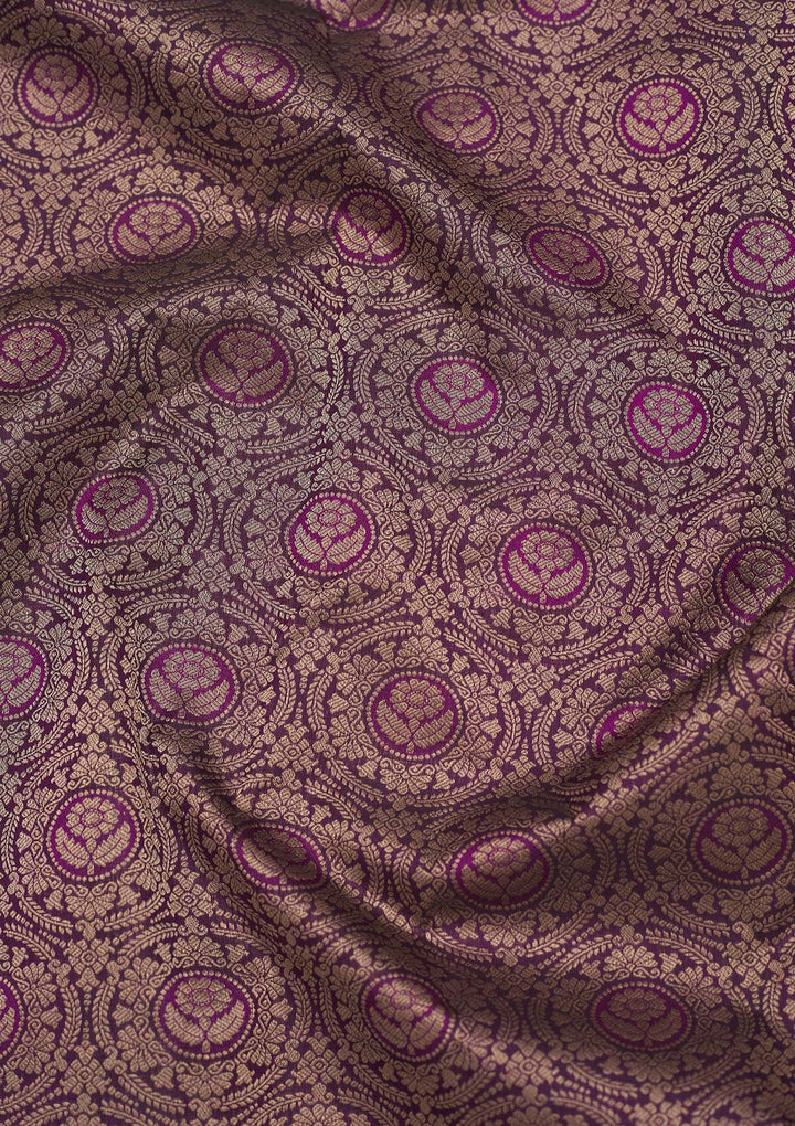 Wine Zariwork Pure Silk Saree-Koskii