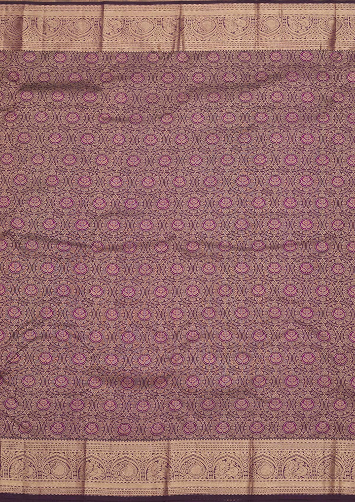 Wine Zariwork Pure Silk Saree-Koskii