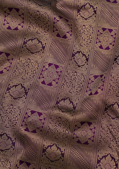 Wine Zariwork Pure Silk Saree-Koskii