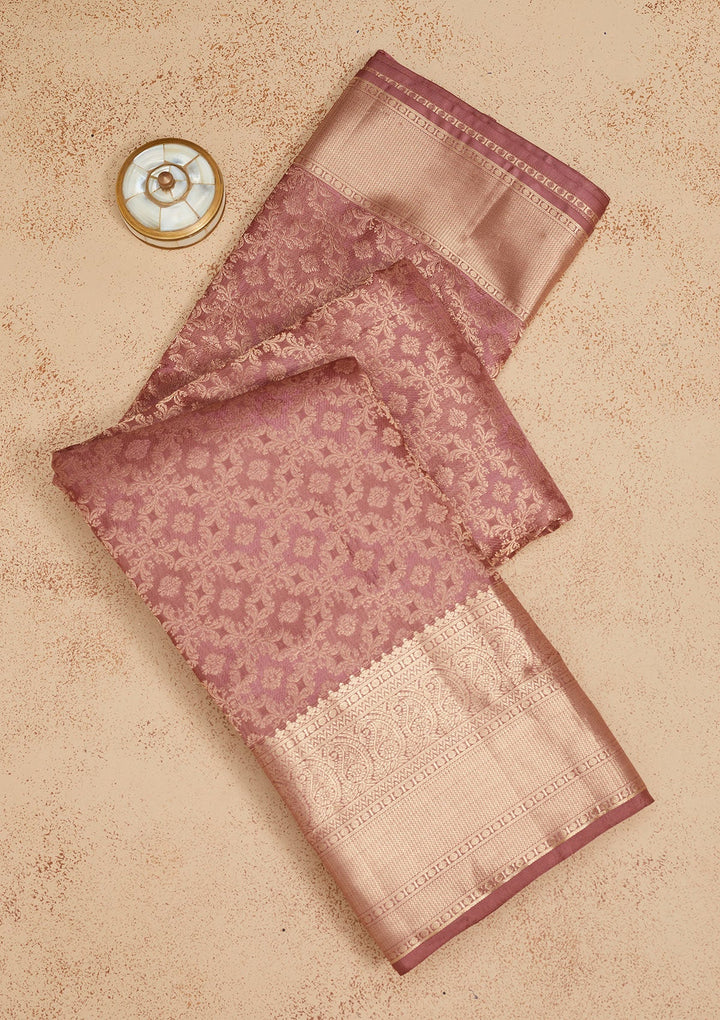 Wine Zariwork Pure Silk Saree-Koskii