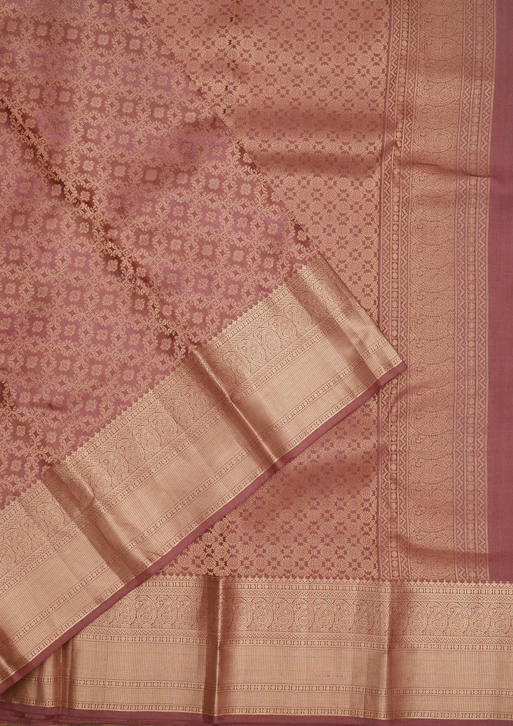 Wine Zariwork Pure Silk Saree-Koskii