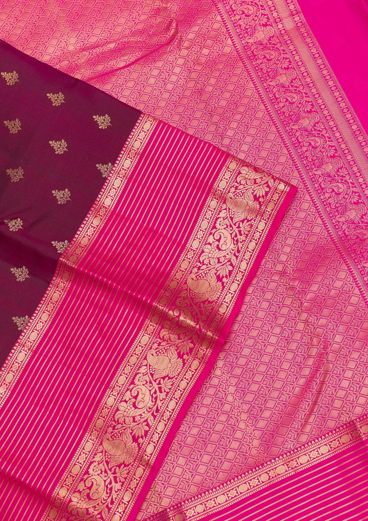 Wine Zariwork Pure Silk Saree-Koskii