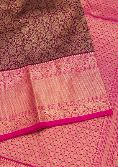 Wine Zariwork Pure Silk Saree-Koskii