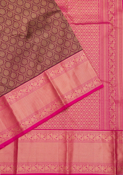 Wine Zariwork Pure Silk Saree-Koskii